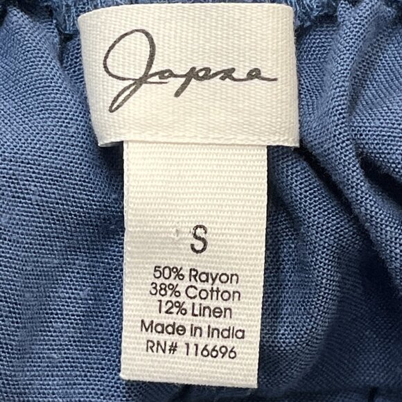 Japna Jumpsuit Womens S Blue‎ Linen Blend Wide Leg Tie Open Back Coastal Beachy - Picture 6 of 11